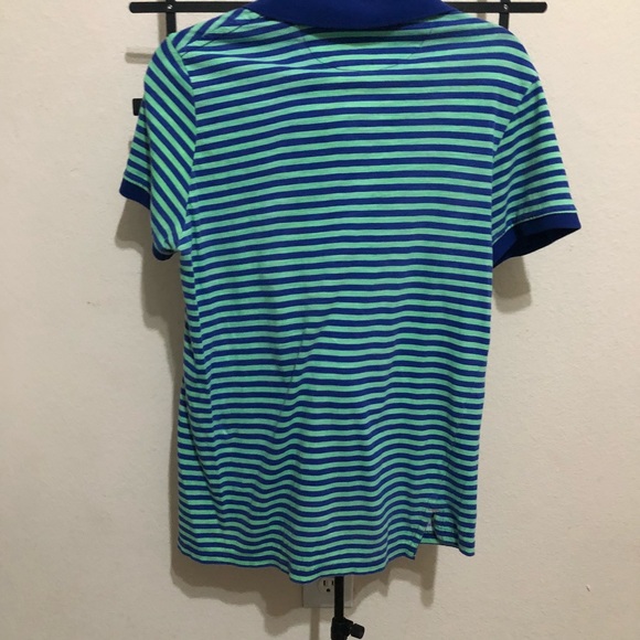 Blue and Green Stripped American Eagle Polo |10| - Picture 2 of 3